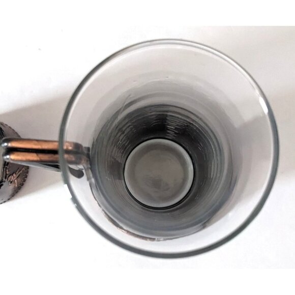 Lot Of 2 Johnnie Walker Clear Glass Metal Holder Narrow Tall Embossed Logo 6 Oz - Picture 5 of 7